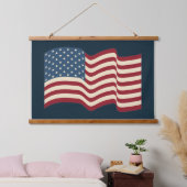 Waving Rustic American Flag Wall Art Tapestry Wandteppich Mit Holzrahmen (Schlafzimmer)