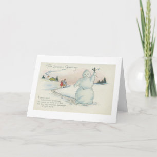Waving Snowman Christmas Card Feiertagskarte