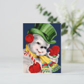 Waving Snowman Feiertagspostkarte (Stehend Vorderseite)