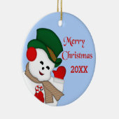 Waving Snowman Frohe Weihnachten 20XX Ornament (Rechts)