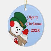 Waving Snowman Frohe Weihnachten 20XX Ornament (Links)