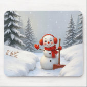 Waving Snowman With a Red Shovel Mousepad (Vorne)