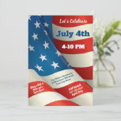 Waving U.S Flag 4. Juli Party Einladung (Stehend Vorderseite)