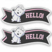 Waving Westie Custom-Cut Vinyl Sticker (Vorderseite)