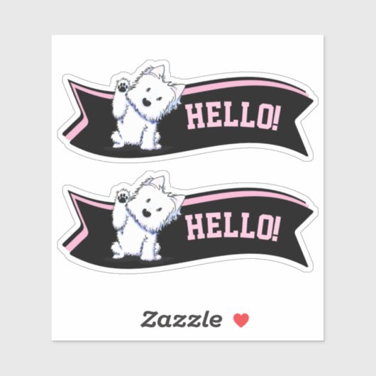 Waving Westie Custom-Cut Vinyl Sticker (Blatt)