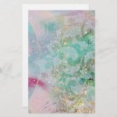WAVS/ABSTRAKTE FLORAL-WIRBEL Gold Aquamarin Blue G Briefpapier (Vorne/Hinten)