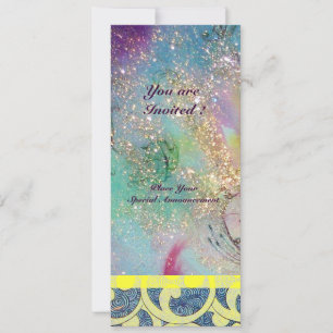 WAVS , hellgelb-blaue Glitzern in Rosa Einladung