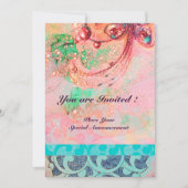 WAVS , hellrot-gelb-blaue Glitzern Einladung (Vorderseite)