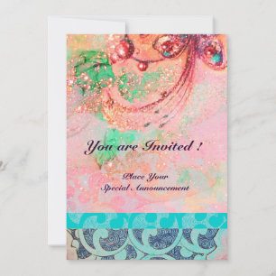 WAVS , hellrot-gelb-blaue Glitzern Einladung