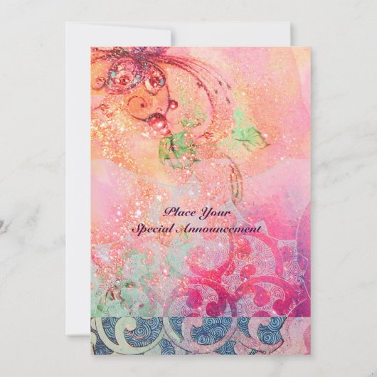 WAVS , hellrot-gelb-blaue Glitzern Einladung (Rückseite)