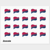 Wavy 3D Bisexuelle Flagge Runder Aufkleber (Blatt)
