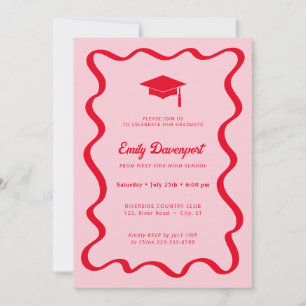 Wavy Abschluss Einladung Foto auf der Rückseite