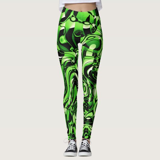 Wavy Abstrakt 270321 - 02 Grüne Leggings (Vorderseite)