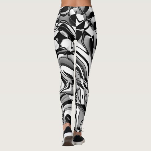 Wavy Abstrakt 270321 - 02 Schwarz-Weiß-Leggings Leggings (Rückseite)
