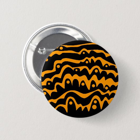 Wavy Abstrakt Black und Orange Button (Vorne & Hinten)