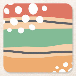Wavy abstrakte Kunst, boho Design Rechteckiger Pappuntersetzer