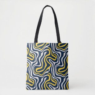 Wavy Abstrakte Marine, Gelb & Weiß Totbeutel Tasche