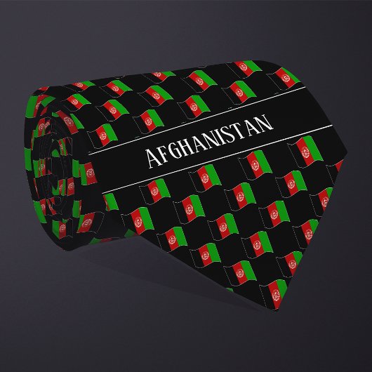 Wavy Afghanistan Flag Pattern Krawatte