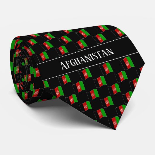 Wavy Afghanistan Flag Pattern Krawatte (Gerollt)