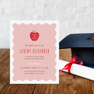 Wavy Apple Preschool Graduation Party Invitation Einladung