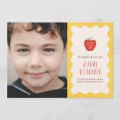 Wavy Apple Preschool Photo Graduation Announcement Save The Date (Vorderseite)