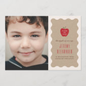 Wavy Apple Vorschule Foto-Abschlussankündigung Save The Date (Vorderseite)