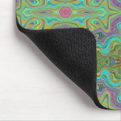Wavy Aqua Blue und Orange Trippy Muster Mousepad (Ecke)