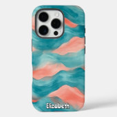 Wavy Aquamarin und Fuschia Abstrakt Case-Mate iPhone Hülle (Rückseite)