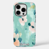 Wavy Aquamarine und rosa Blume Case-Mate iPhone Hülle (Rückseite)