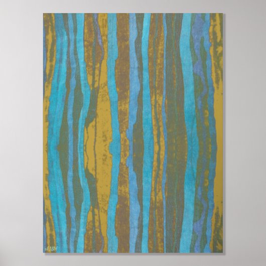 Wavy Batik Streifen Gold Foil Print Foliendrucke (Vorderseite)