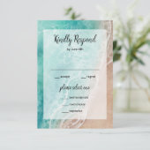 Wavy Beach Outdoor Hochzeitskarte RSVP Einladung (Stehend Vorderseite)
