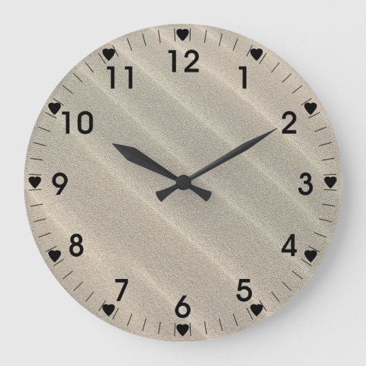 Wavy Beach Sand Black Number Große Wanduhr (Vorderseite)