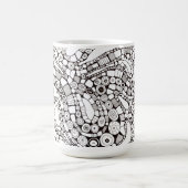Wavy Bendy Circles Square Abstract Line Drawing Kaffeetasse (Mittel)