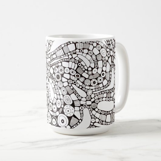Wavy Bendy Circles Square Abstract Line Drawing Kaffeetasse (VorderseiteRechts)