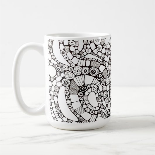 Wavy Bendy Circles Square Abstract Line Drawing Kaffeetasse (Links)
