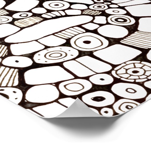 Wavy Bendy Circles Square Abstract Line Drawing Poster (Ecke)