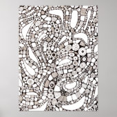 Wavy Bendy Circles Square Abstract Line Drawing Poster (Vorne)