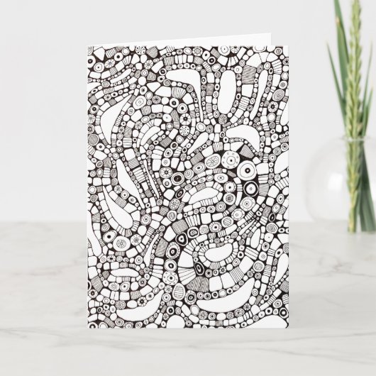 Wavy Bendy Circles Square Abstract Pen Drawing Karte (Vorderseite)