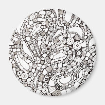 Wavy Bendy Circles Square Abstract Pen Drawing