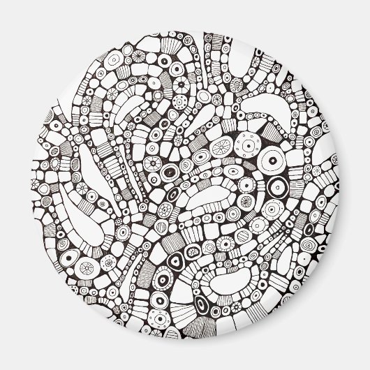 Wavy Bendy Circles Square Abstract Pen Drawing Magnet (Vorne)