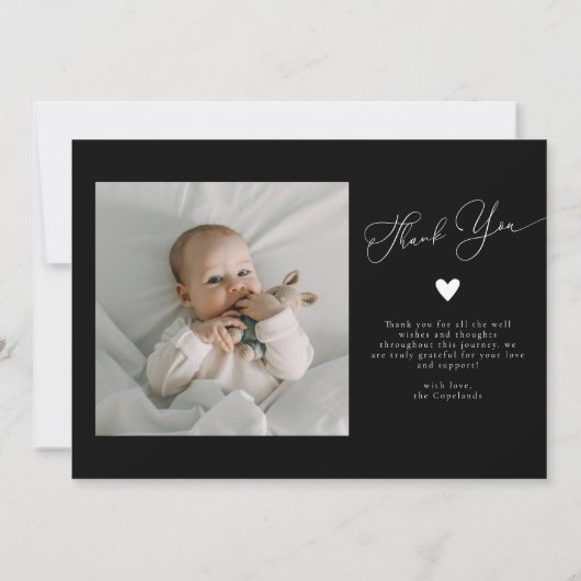 Wavy Black Frame Announcement Foto Ankündigung (Rückseite)