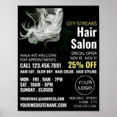 Wavy Blond Hair, Haarbylist, Friseur Salon Advert Poster (Vorne)