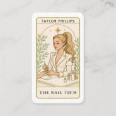 Wavy Blonde Nail Tech Tarot Social Media QR Visitenkarte (Vorderseite)