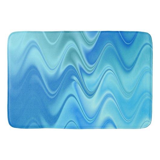 Wavy Blue Abstrakt Badematte (Vorderseite)