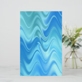 Wavy Blue Abstrakt Briefpapier (Stehend Vorderseite)