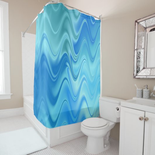 Wavy Blue Abstrakt Duschvorhang (Beispiel)