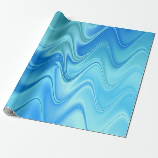 Wavy Blue Abstrakt Geschenkpapier (Ungerollt)