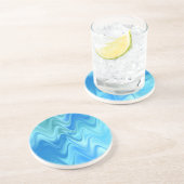 Wavy Blue Abstrakt Getränkeuntersetzer (Seite)