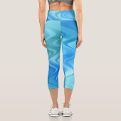 Wavy Blue Abstrakt High Waisted Capris (Rückseite)
