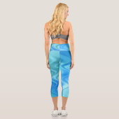 Wavy Blue Abstrakt High Waisted Capris (Rückseite)